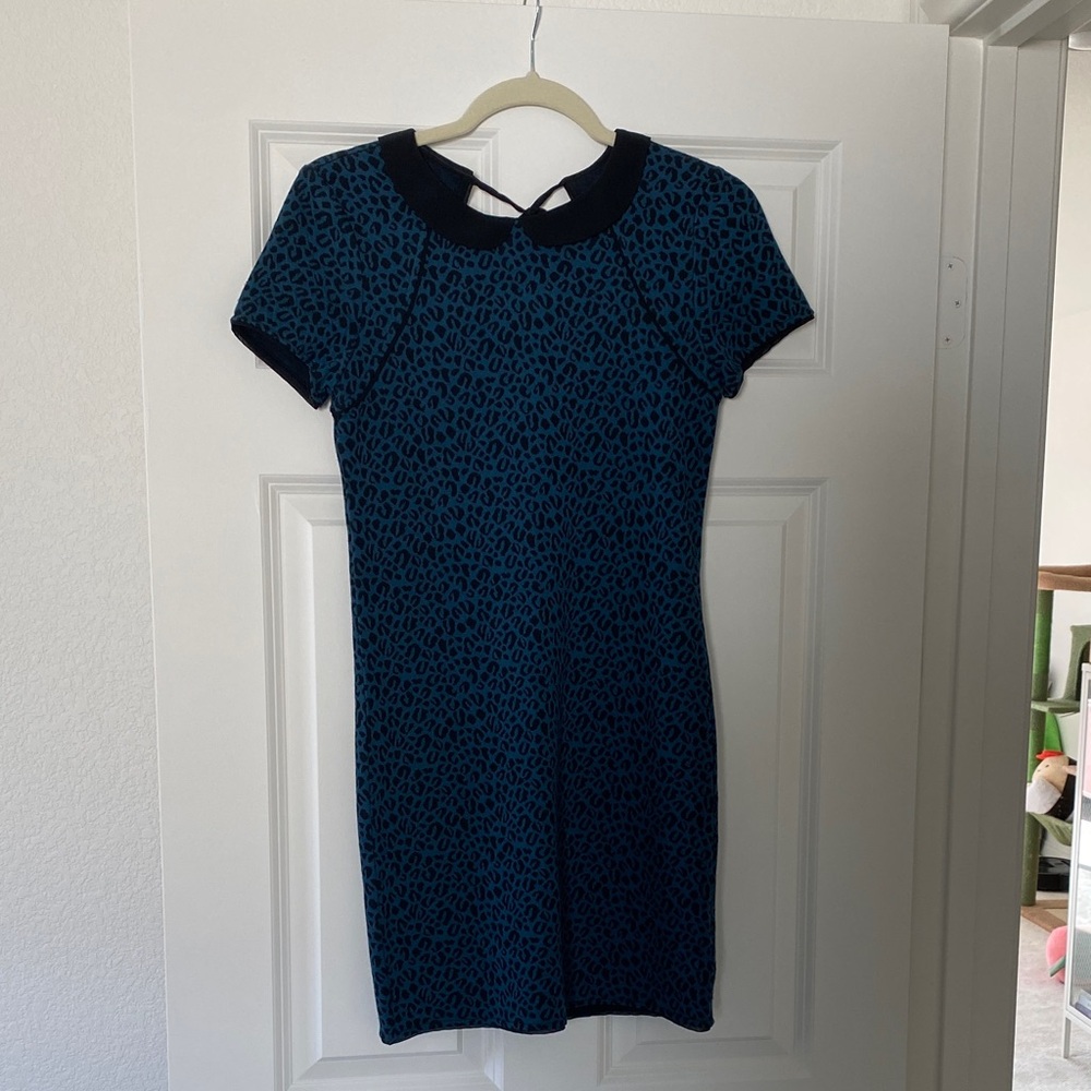 Cooperative Blue and Black Patterned Mini Dress